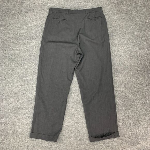 Patrick James West Coast Classic Pants Mens 35 Gray Wool Comfort EZE Pleated - Picture 7 of 13